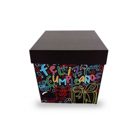 Caja Cartón Decorada Feliz Cumpleaños