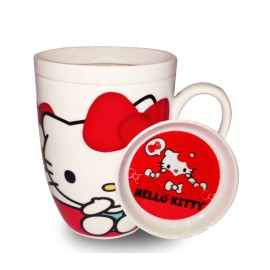Taza con Tapa Hello Kitti