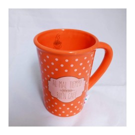 Taza lunares naranja al mal tiempo